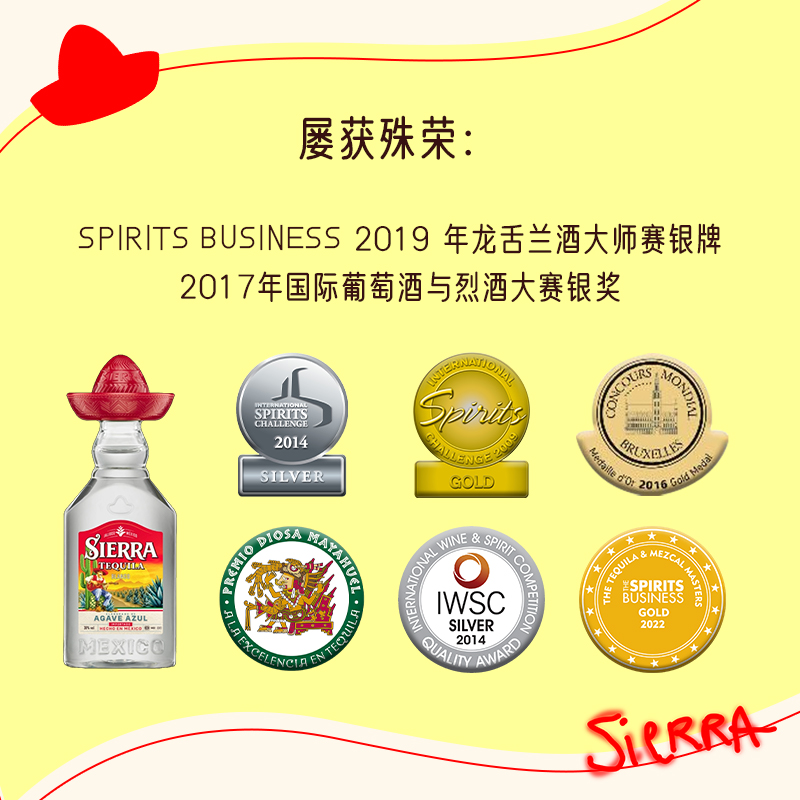 【U先体验装40ml】Sierra幸运帽小红帽银色龙舌兰tequila38度 - 图0