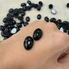 Natural black agate flat semi-circular holeless ring surface