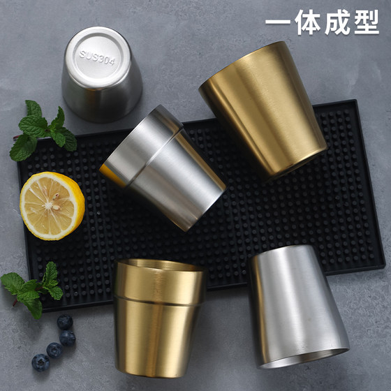 Hotel double-layer beverage 304 beer mug barbecue with small cup cold drink stainless steel restaurant Korean tea cup water cup