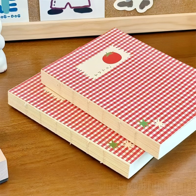 复古简约番茄格纹笔记本加厚空白小众高颜值小学生日程记事手帐本,淘宝优惠券,粉丝福利购,淘宝优惠卷