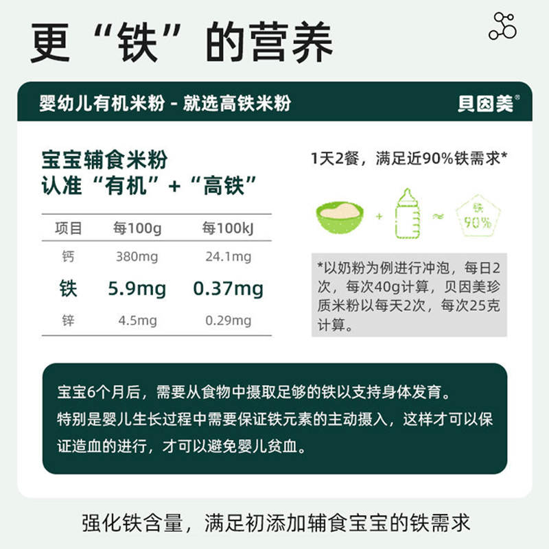 【贝因美】婴儿米粉高铁锌钙6月+辅食258g
