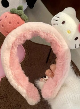 可爱草莓卡通猫咪毛绒发箍