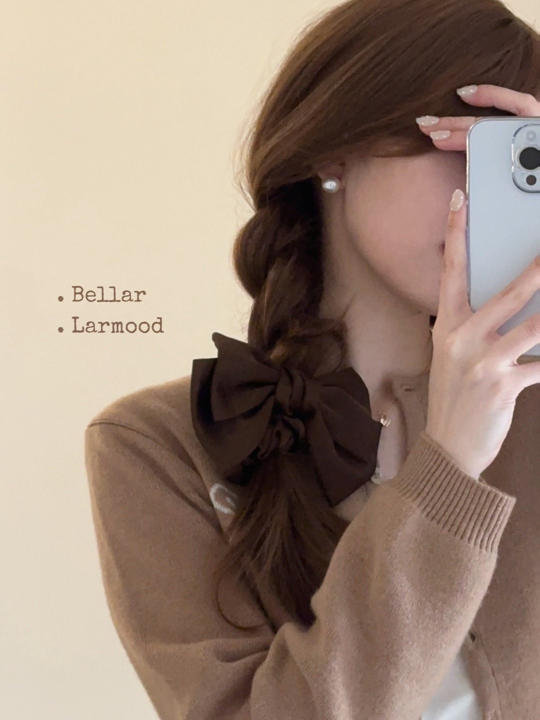 美拉德咖色蝴蝶结发圈女复古法式浪漫大肠头绳扎马尾半扎发发绳,淘宝优惠券,粉丝福利购,淘宝优惠卷