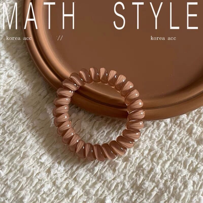 秋美拉德咖色系电话线发绳女高颜值ins奶茶色电话头绳高弹力发圈 - 图3