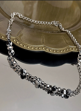 钛钢拼接龙纹玛瑙石项链男高级感中性风潮流嘻哈锁骨链女