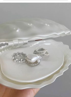 YVMIN/尤目甜食系列珍珠锡纸肌理纯银戒指925纯银原创设计指环