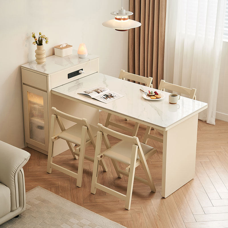 林氏家居奶油风岩板餐桌小户型岛台餐桌一体家用伸缩,淘宝优惠券,粉丝福利购,淘宝优惠卷