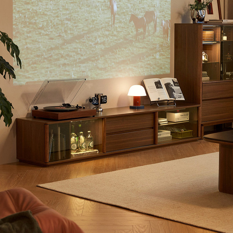 林氏甄选中古风客厅高级落地电视柜2025新款茶几收纳储物柜一体,淘宝优惠券,粉丝福利购,淘宝优惠卷