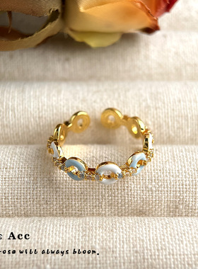 韩系撞色滴油小众设计戒指