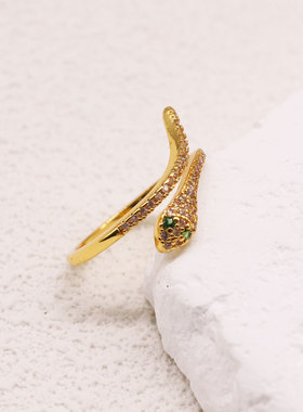 蛇形锆石开口戒指女轻奢高级感