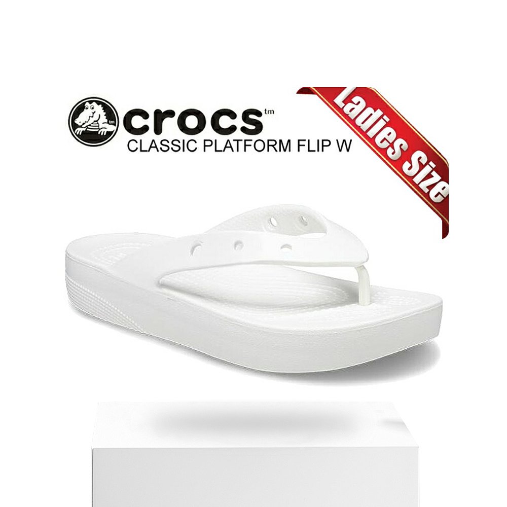 日本直邮crocs CLASSIC PLATFORM FLIP W WHITE 207714-100凉鞋丁 - 图3