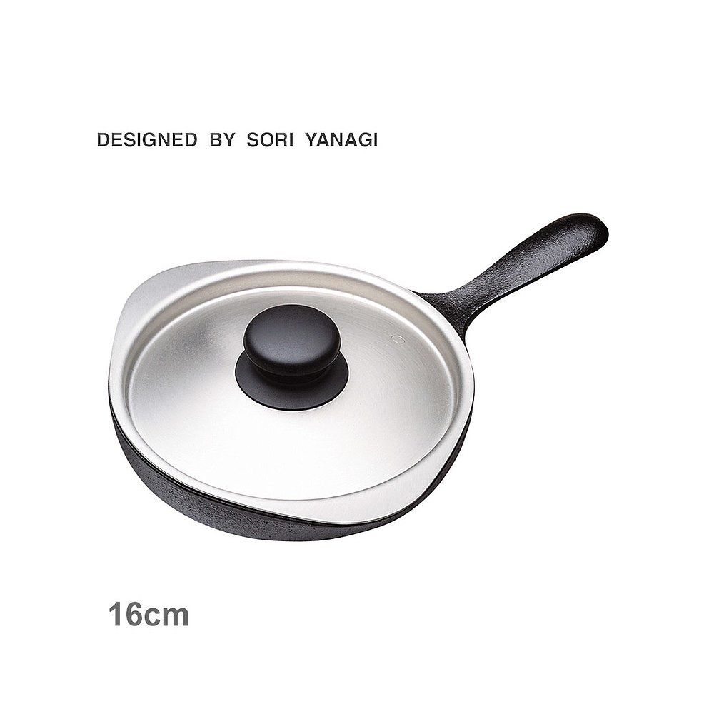 日本直邮柳宗理炊具 SORI YANAGI 迷你平底锅 16cm 带不锈钢盖 黑 - 图1