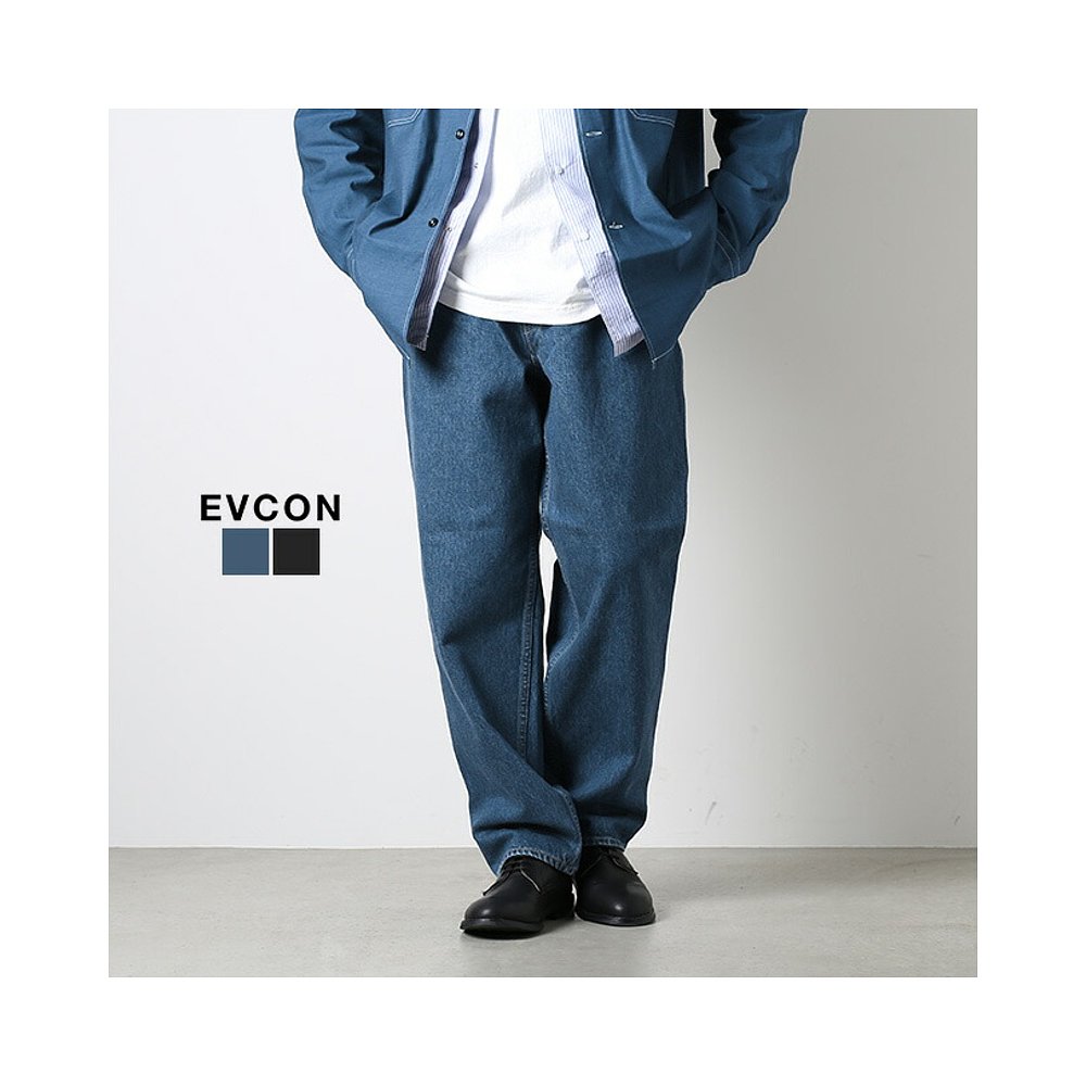 日本直邮183-91507EVCON 5POCKET TUCK WIDE DENIM PANTS BIO WAS - 图0