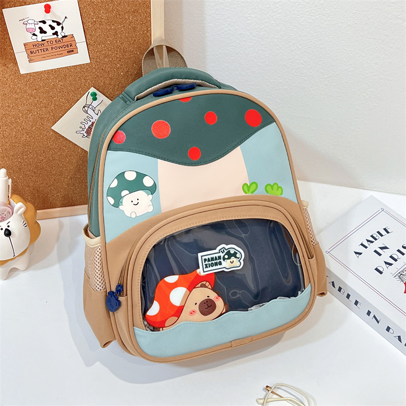 幼儿园书包蘑菇图案可爱卡通儿童双肩包透明超轻减负小中大班背包,淘宝优惠券,粉丝福利购,淘宝优惠卷