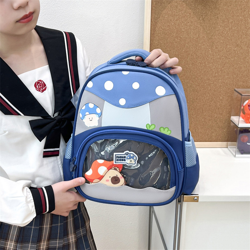 幼儿园书包蘑菇图案可爱卡通儿童双肩包透明超轻减负小中大班背包,淘宝优惠券,粉丝福利购,淘宝优惠卷