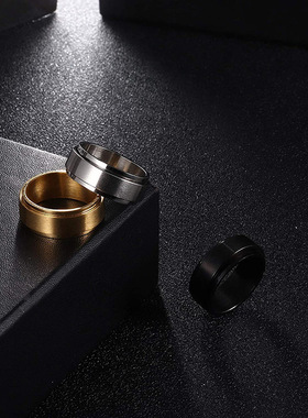 星合 欧美爆款 可旋转解压哑光拉丝情侣对戒 钛钢手饰品 厂家直销