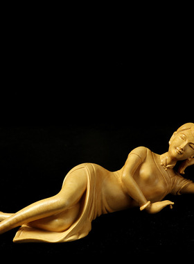 厂家批发黄杨木雕美女新中式家居装饰书房客厅摆件工艺品根雕