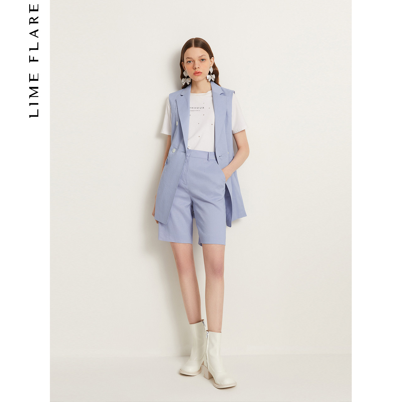 莱茵清新通勤雅致直筒短裤