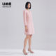 LIME莱茵年早春新款粗花呢连衣裙灰粉色V领收腰名媛小香风A字裙