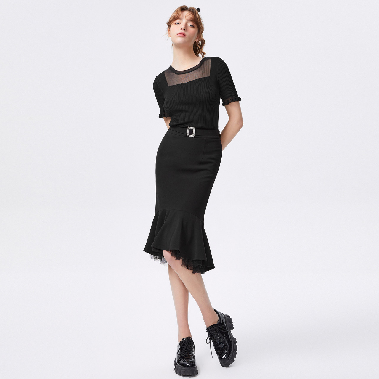 莱茵不规则鱼尾包臀裙