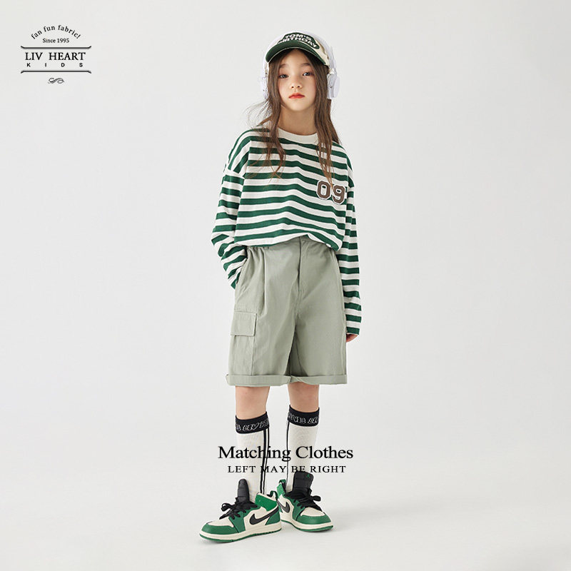 日本LIVHEART女童条纹长袖T恤女2025新款儿童打底衫上衣大童春秋,淘宝优惠券,粉丝福利购,淘宝优惠卷