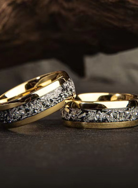 2025新款不锈钢戒指金色黑底