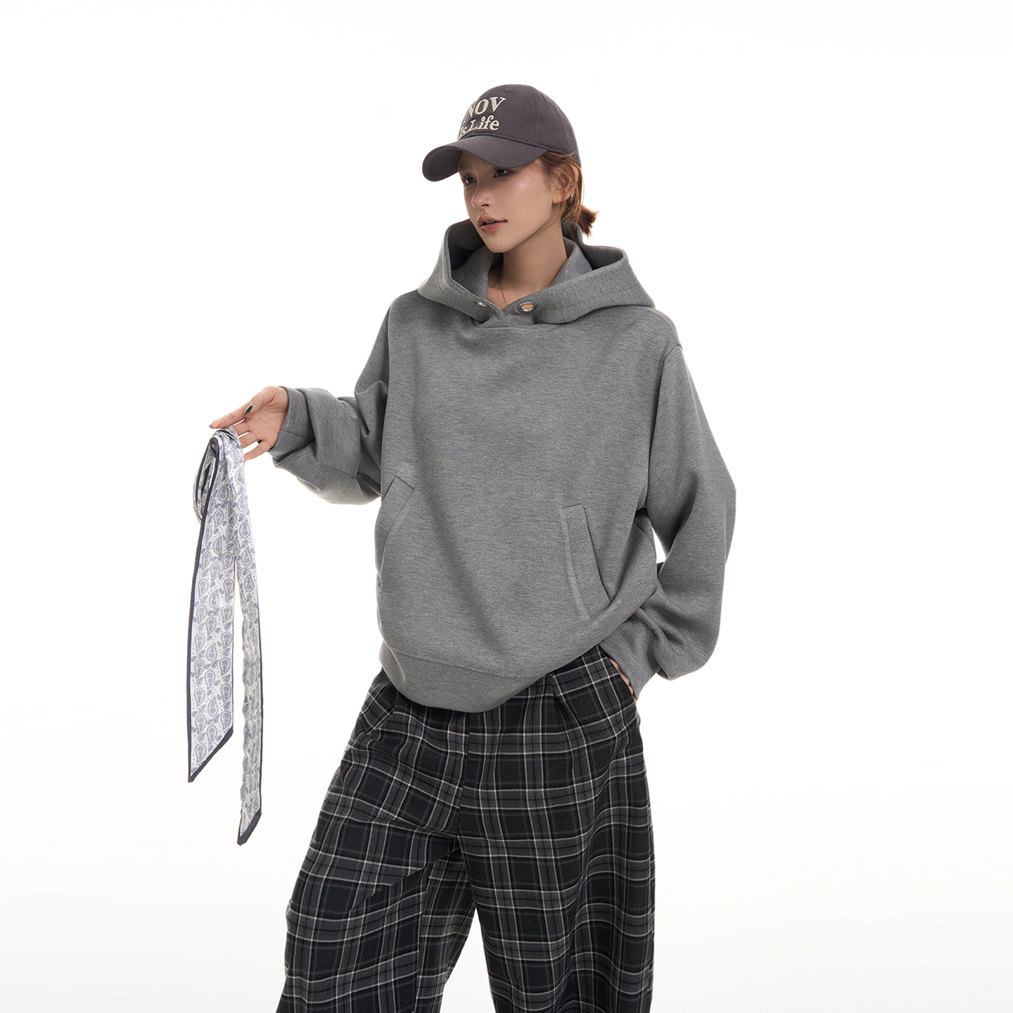 吴童童连帽oversize长袖卫衣女秋冬韩系宽松显瘦保暖百搭套头上衣 - 图1