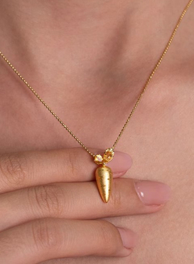 闪钻拉丝胡萝卜项链送女友礼物