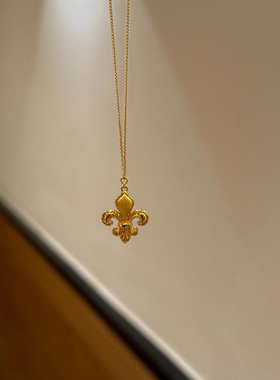 中古拉丝鸢尾花项链送女友礼物