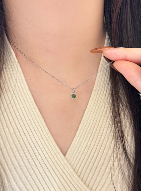 橄榄绿闪钻项链送女友礼物