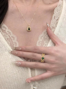 金色绿珠葫芦项链送女友礼物