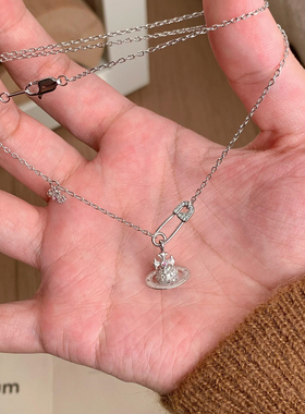 鸢尾花土星别针项链送女友礼物