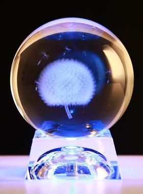 生日礼物发光水晶玻璃球3D内雕麋鹿情人节送男友女友同学闺蜜礼品