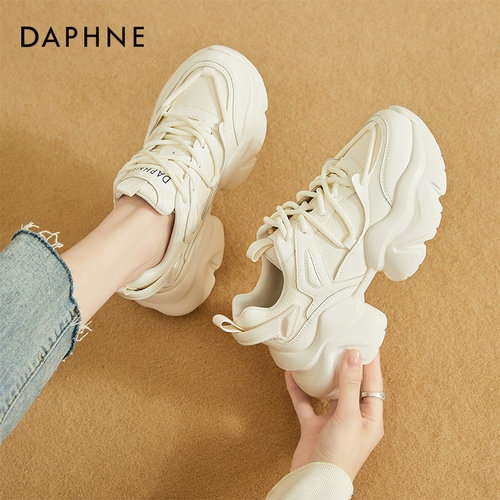 达芙妮黑色老爹鞋女款2025新款春秋厚底增高显脚小轻便休闲运动鞋 - 图2