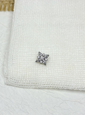 星芒花朵锆石钛合金耳钉
