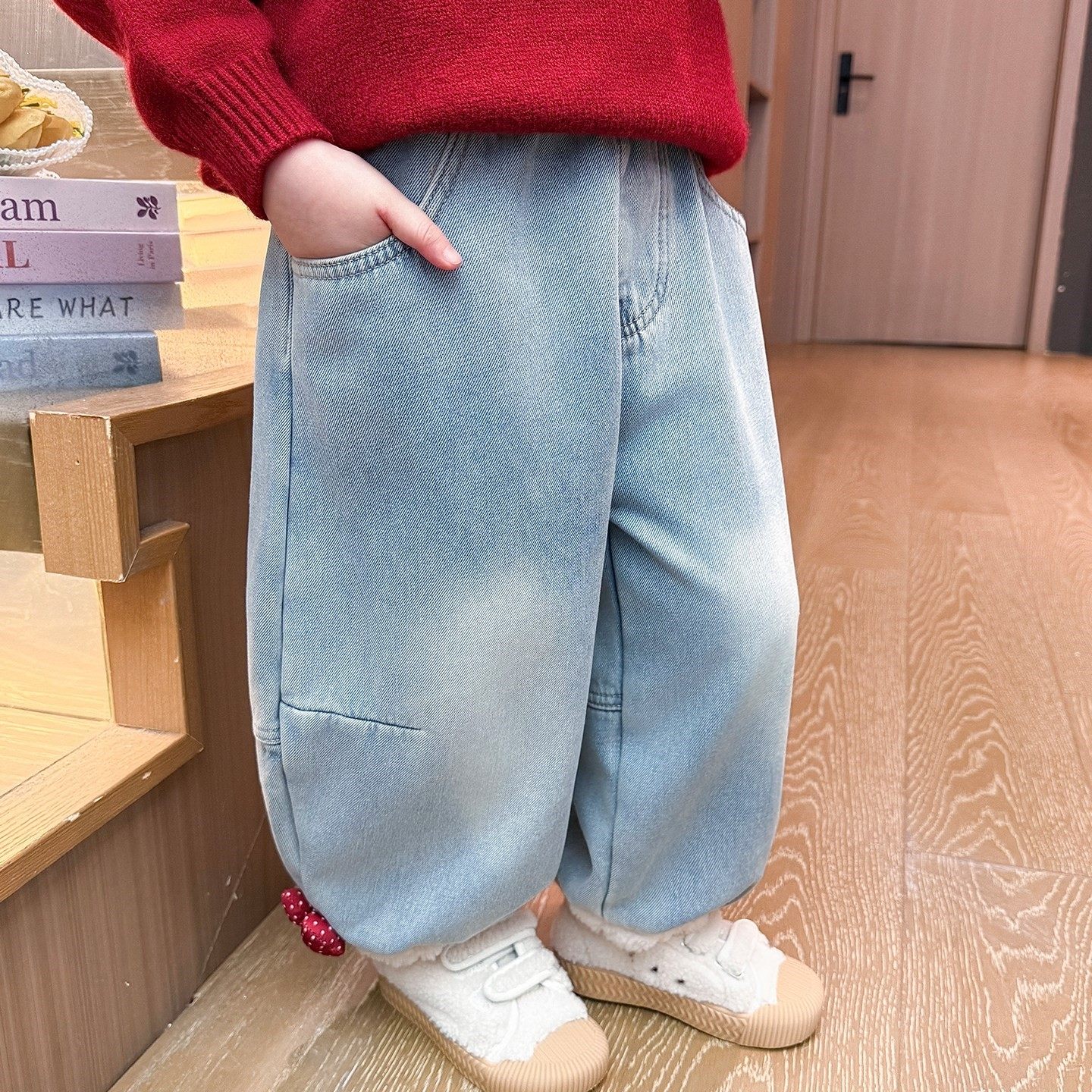 儿童冬季新款时髦2025女童裤子保暖加绒加厚羊驼绒牛仔裤女宝冬装,淘宝优惠券,粉丝福利购,淘宝优惠卷