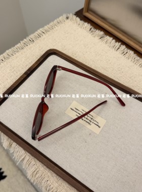 RuoXun复古酒红猫眼墨镜女高级感Ins显脸小镜框防晒方圆脸太阳镜