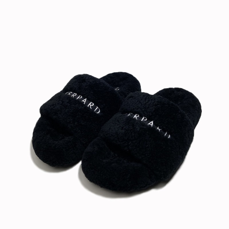 真皮羊羔毛拖鞋女厚底2024秋冬字母网红皮毛一体平底毛毛拖鞋外穿,淘宝优惠券,粉丝福利购,淘宝优惠卷