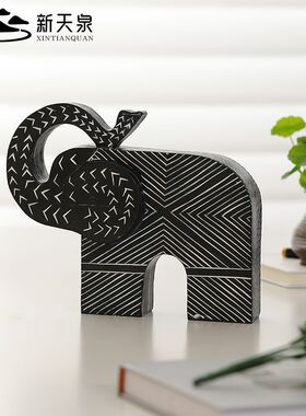 新天泉现代欧式几何条纹大象装饰