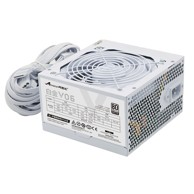 全新全白色ATX台式机电脑电源海景房DIY配件静音额定500W600W700W - 图3