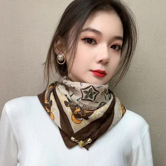 Spring and summer women's small square scarf with suction mouth