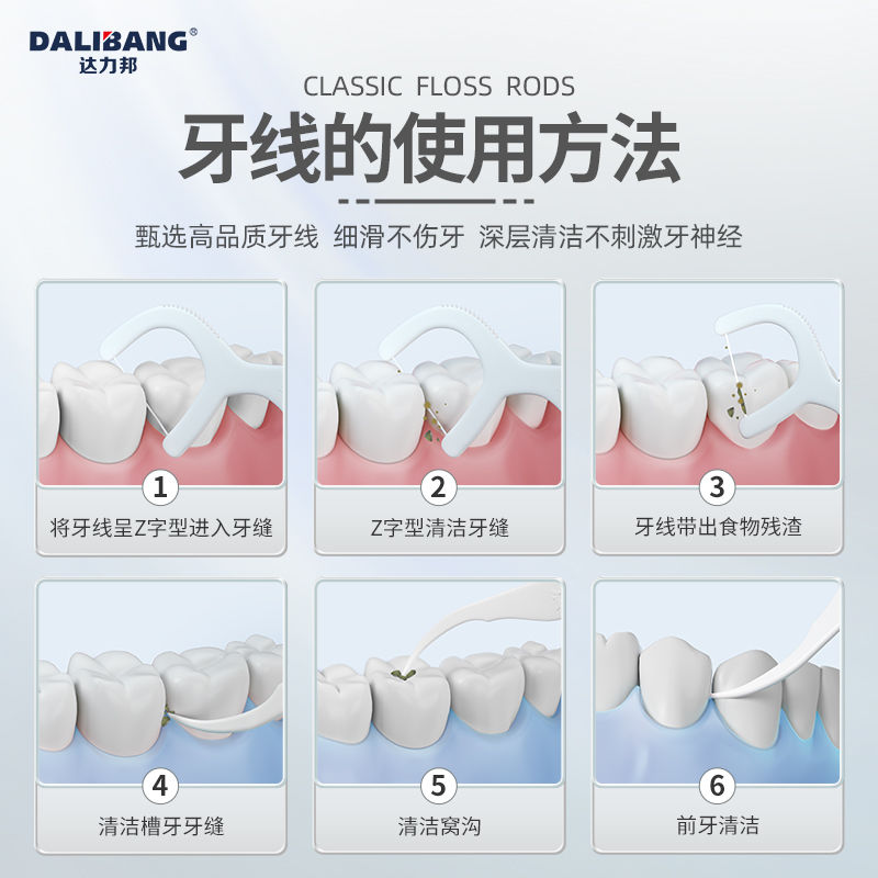 达力邦1000支超细高分子细滑牙线棒一次性牙签袋装家庭装剔牙便携 - 图1