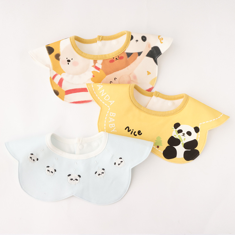 Baby bibs, pure cotton waterproof bibs for newborns, 360-degree rotation, saliva napkins, children's eating pockets