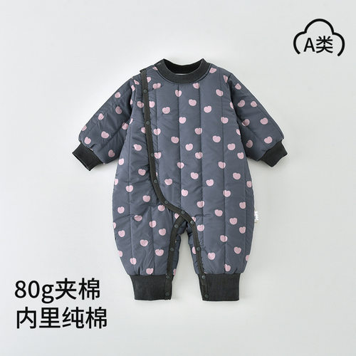 婴儿80克薄棉外出服秋冬季夹棉连体衣加厚男女宝宝哈衣婴儿棉服 - 图2