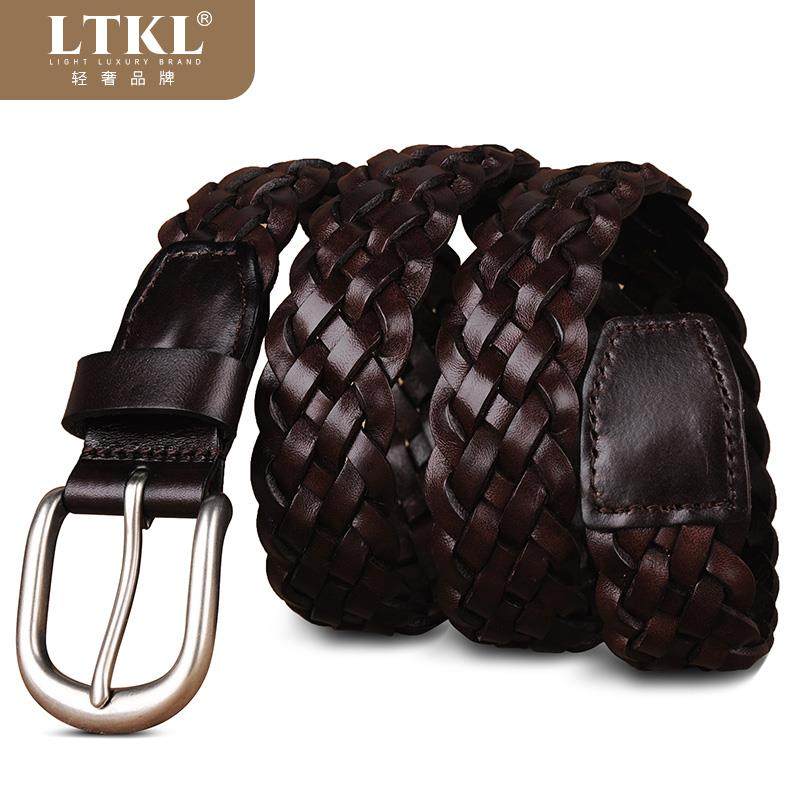 编织男真皮女头层纯牛皮休闲皮带 LTKL腰带/皮带/腰链