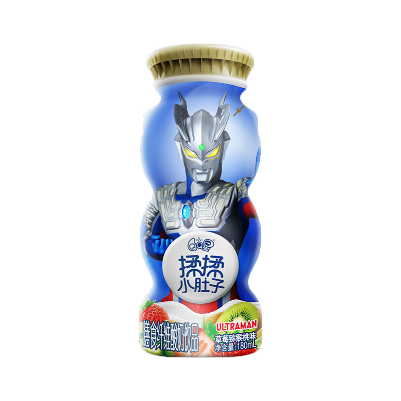 年货奥特曼联名QQ星儿童奶揉揉小肚子180ml*16瓶添加膳食纤维饮品