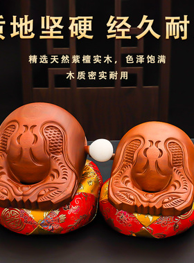 老式木鱼一套垫子梆子木雕摆件