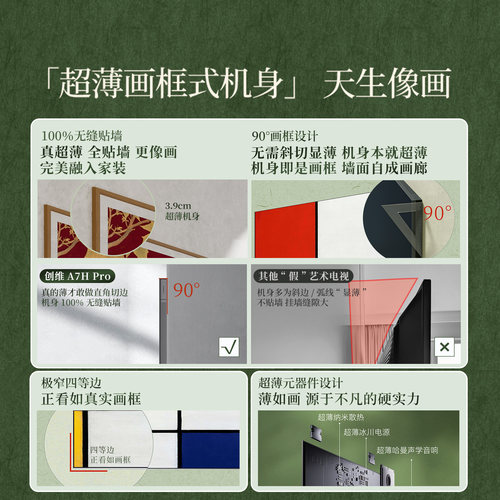 创维A7H Pro 壁纸电视机 QDMini Led 55英寸39mm超薄客厅卧室家用 - 图0