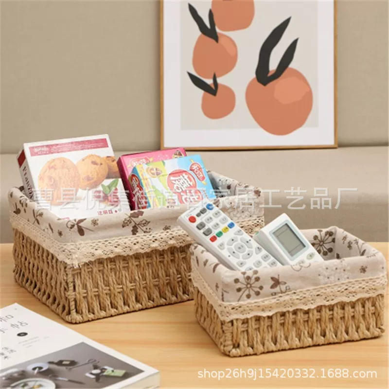 Система хранения на столе, соломенная корзина для косметики, носки, нижнее бельё, коробка для хранения