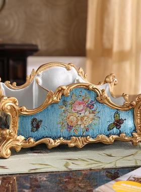 欧式家居客厅花瓶水果盘套装茶几装饰品树脂纸巾盒烟灰缸摆件